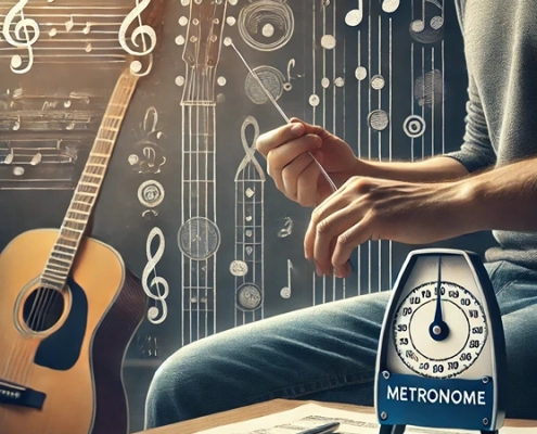 guitarist practicing to metronome