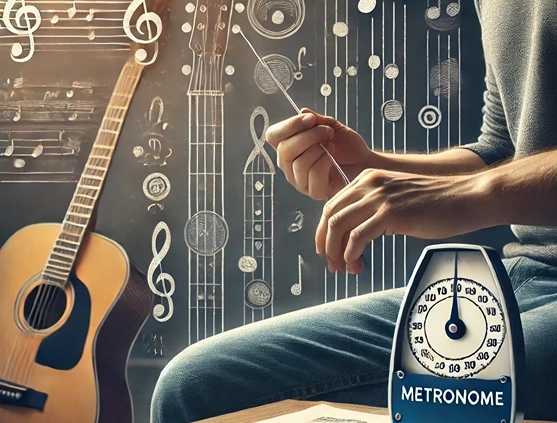 guitarist practicing to metronome