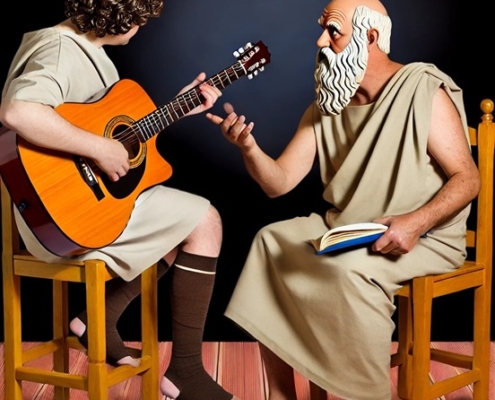 Socrates teaching guitar