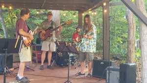 Lars jamming at Guitar Lessons Ithaca student party 2024