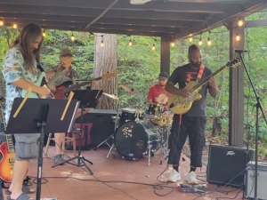 Jason & Jamaine jamming at Guitar Lessons Ithaca student party 2024