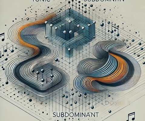 an abstract drawing of tonic, subdominant, dominant chords in music