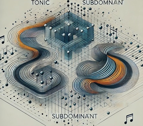 an abstract drawing of tonic, subdominant, dominant chords in music