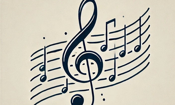 A clean and detailed image of a musical melody written on a traditional treble clef stave. The staff consists of five lines with a treble clef symbol.