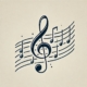 A clean and detailed image of a musical melody written on a traditional treble clef stave. The staff consists of five lines with a treble clef symbol.