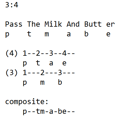 illustration of 3:4 polyrhtym with an english phrase